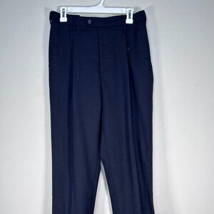Louis Martin Wool Blend Pleated Uniform Dress Pants Women's 12 Navy Blue